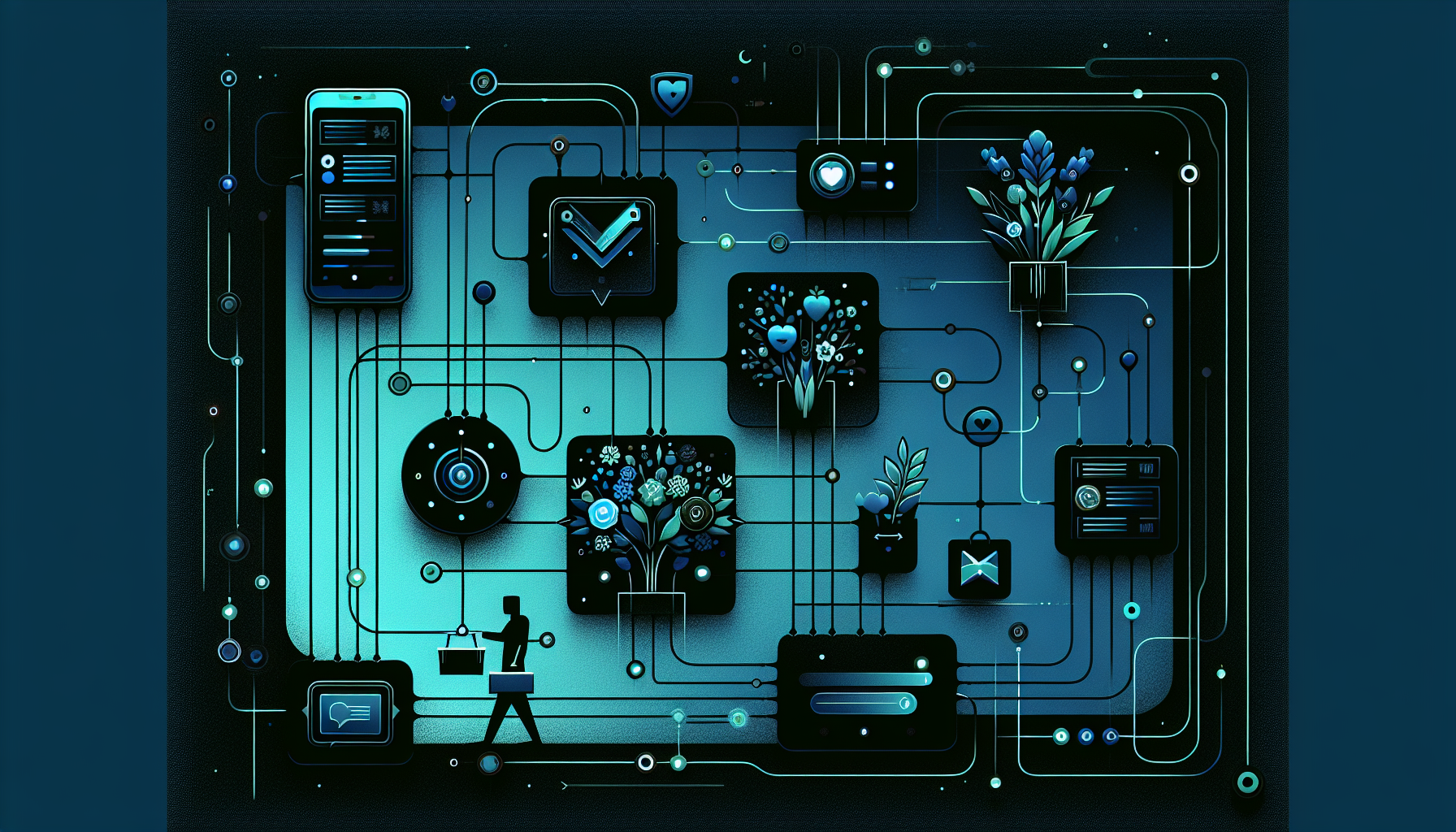 AI chatbot interface showing after-hours flower order processing for a florist shop