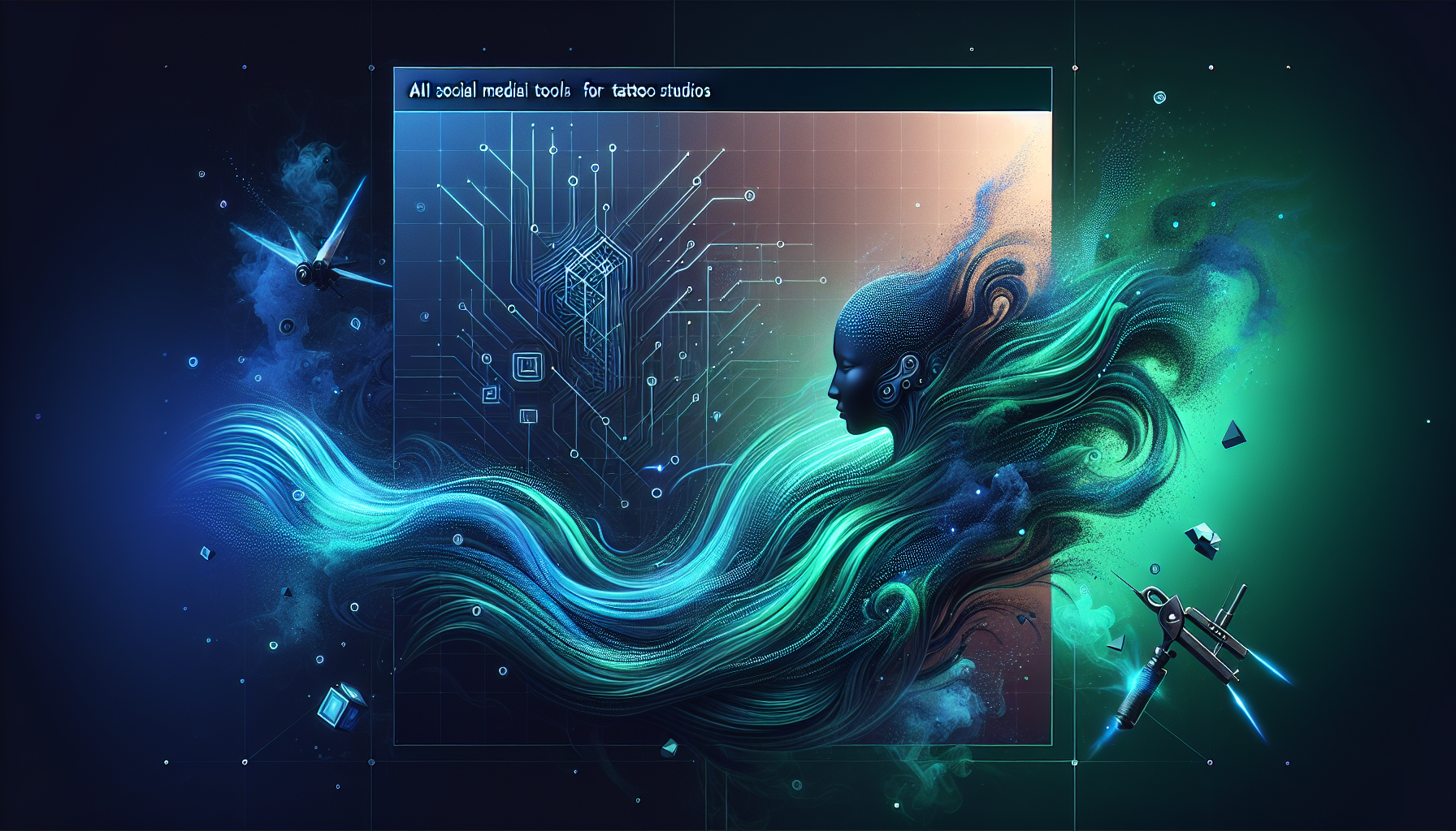 AI social media dashboard showing scheduled tattoo studio posts across Instagram and TikTok